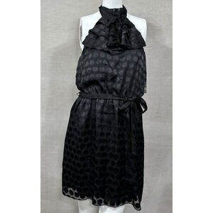 VTG Y2K Rampage Babydoll Dress Size L Halter Ruffle Sheer Polka Dot Whimsigoth